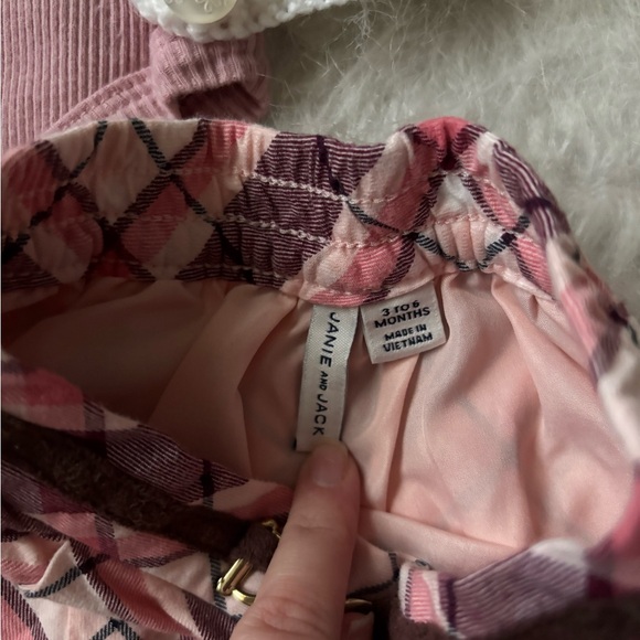 Janie and Jack Pink Plaid Skirt Hand Knit Sweater Outfit - Picture 3 of 4